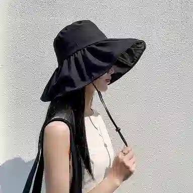 北极绒 黑胶大帽檐防晒 聚酯纤维 渔夫帽 男女同款情侣款