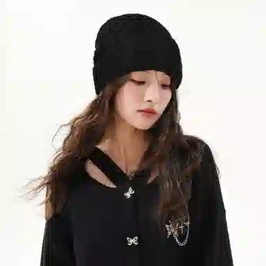 北极绒 冬季大头围针织保暖毛线加绒堆堆款 聚酯纤维 绒线帽 男女同款情侣款