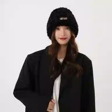 北极绒 秋冬季百搭套头冷帽毛茸茸保暖护耳显脸小 聚酯纤维 绒线帽 男女同款情侣款