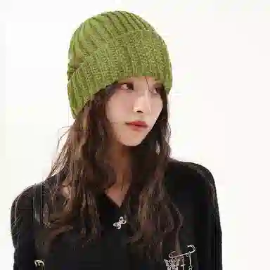 北极绒 冬季大头围针织保暖毛线加绒堆堆款 聚酯纤维 绒线帽 男女同款情侣款