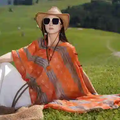 北极绒 春夏季薄款百搭遮阳潮流复古遮阳斗篷旅游穿搭拍照 聚酯纤维 披肩 男女同款情侣款