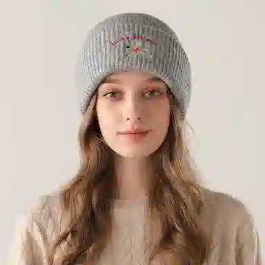 北极绒 秋冬韩系可爱小狗加厚保暖显脸小包头帽冷帽 再生涤纶 绒线帽 男女同款情侣款