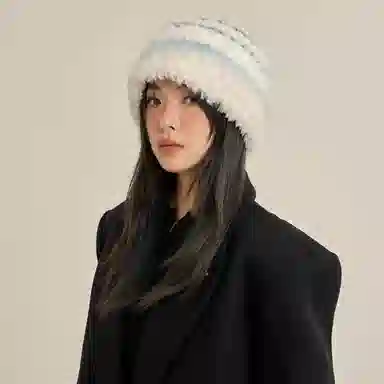 北极绒 秋冬季毛绒显脸小彩色针织大头围加厚保暖 聚酯纤维 渔夫帽 男女同款情侣款