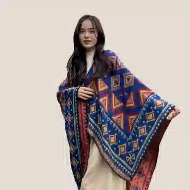 北极绒 波西米亚民族风外搭旅行拍照斗篷 披肩 女款