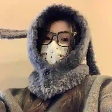 北极绒 可爱兔子耳朵巴拉克拉法帽秋冬季新款加厚防寒保暖毛绒 聚酯纤维 帽子 男女同款情侣款