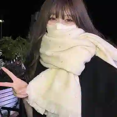 北极绒 冬季氛围感可爱百搭白色围脖韩版潮流外搭高级感保暖披肩 聚酯纤维 绒线围巾 男女同款情侣款