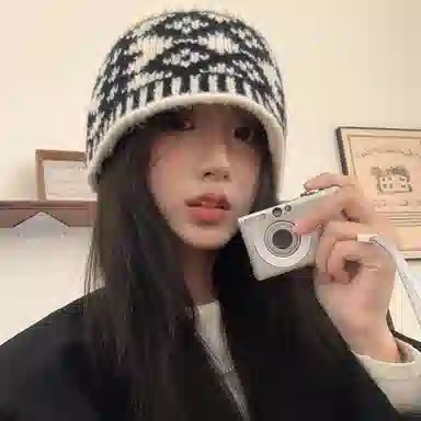 北极绒 复古拼色菱形格 百搭毛线秋冬显脸小包头保暖冷帽 聚酯纤维 绒线帽 男女同款情侣款