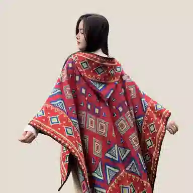 北极绒 波西米亚民族风外搭旅行拍照斗篷 披肩 女款