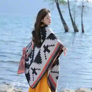 北极绒 明星同款 旅行拍照外搭 披肩 女款