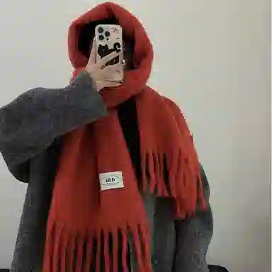 北极绒 韩版纯色百搭高级感软糯两用保暖防寒 聚酯纤维 绒线围巾 男女同款情侣款