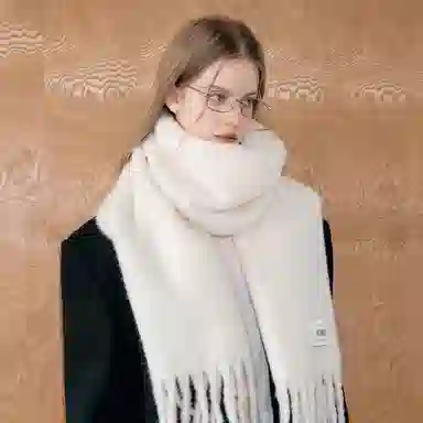 北极绒 韩版纯色百搭高级感软糯两用保暖防寒 聚酯纤维 绒线围巾 男女同款情侣款