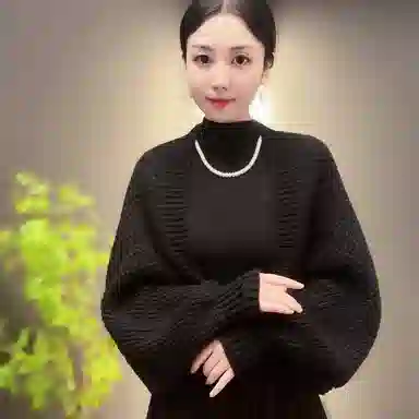 北极绒 针织镂空外搭春秋季 时尚宽松装饰长袖蝙蝠袖 披肩 女款