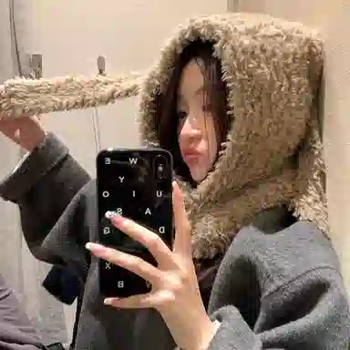 北极绒 可爱兔子耳朵巴拉克拉法帽秋冬季新款加厚防寒保暖毛绒 聚酯纤维 帽子 男女同款情侣款