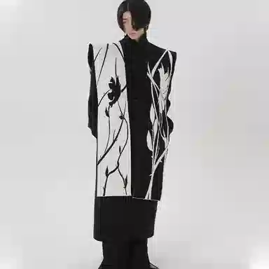 北极绒 原创黑白荆棘玫瑰暗黑系列 绒线围巾 男女同款情侣款