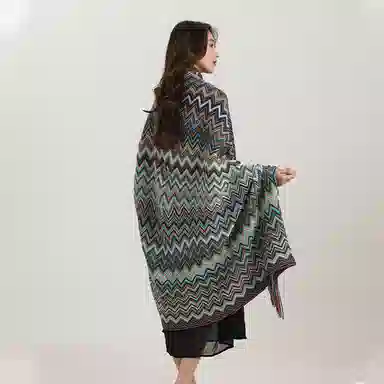 北极绒 北欧风外搭披风加厚保暖装饰波西米亚斗篷 披肩 男女同款情侣款