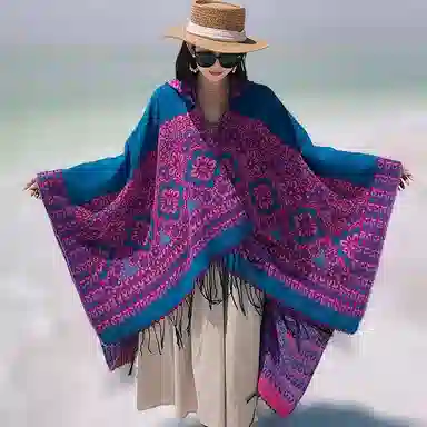 北极绒 旅行拍照穿搭民族风披风 披肩 女款