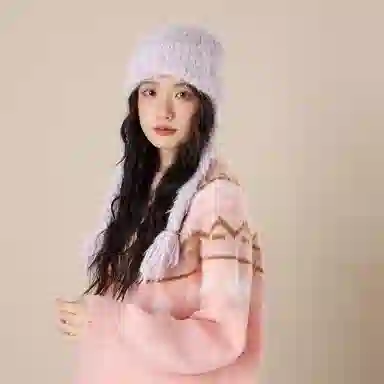 北极绒 潮流韩版小众设计感保暖百搭时尚大头围显脸小帽 聚酯纤维 绒线帽 男女同款情侣款