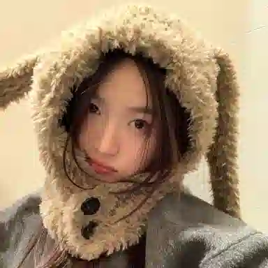 北极绒 可爱兔子耳朵巴拉克拉法帽秋冬季新款加厚防寒保暖毛绒 聚酯纤维 帽子 男女同款情侣款