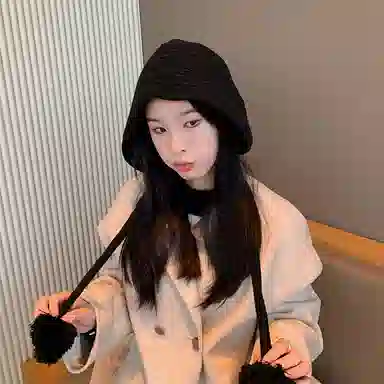 北极绒 秋冬韩版系带毛球保暖护耳百搭 涤纶 绒线帽 女款