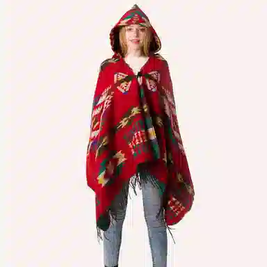 北极绒 民族风外搭披风旅游拍照 披肩 女款