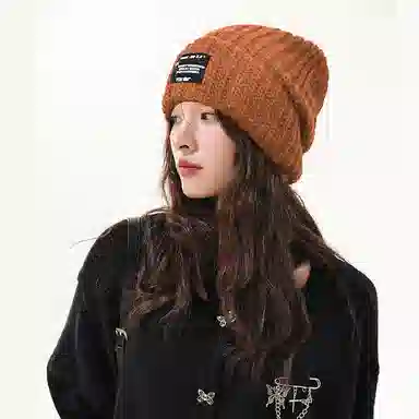 北极绒 秋冬毛线保暖百搭冷帽宽松大头围显脸小针织潮 聚酯纤维 绒线帽 男女同款情侣款