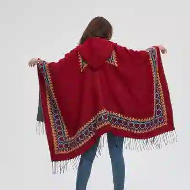 北极绒 旅行拍照穿搭民族风外搭中式 披肩 女款