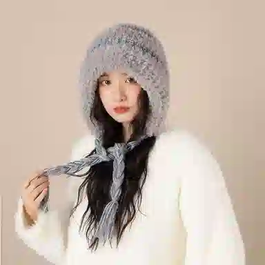 北极绒 大头围毛绒绒巨显脸小护耳帽秋冬加厚保暖可爱防寒雷锋帽百搭针织 聚酯纤维 绒线帽 男女同款情侣款