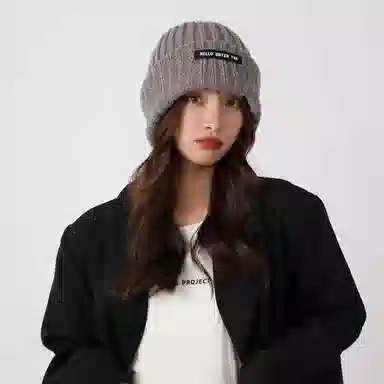 北极绒 大头围毛线冬季显脸小针织 聚酯纤维 绒线帽 男女同款情侣款