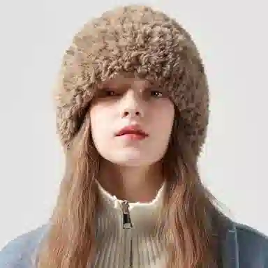 北极绒 秋冬毛线保暖针织宽松大头围护耳显脸小 聚酯纤维 绒线帽 男女同款情侣款