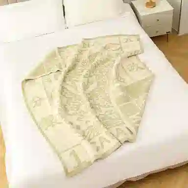 北极绒 小众国潮大龙邮票潮流复古风半边绒空调午睡办公室盖#好运 披肩 男女同款情侣款