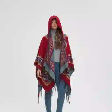 北极绒 旅行拍照穿搭民族风外搭中式 披肩 女款