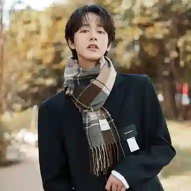 北极绒 冬季保暖韩版复古格子流苏 绒线围巾 男女同款情侣款