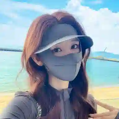 北极绒 二合一全脸遮阳透气户外骑行出游 聚酯纤维 防晒帽 男女同款情侣款