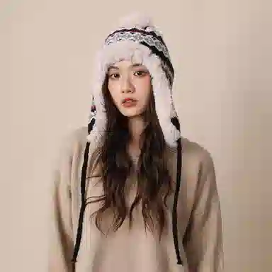 北极绒 秋冬季毛线帽加厚保暖显脸小护耳毛绒骑行挡风防寒套头加绒款 聚酯纤维 雷锋帽 男女同款情侣款