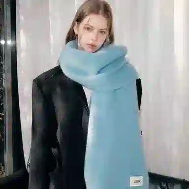 北极绒 韩版纯色百搭高级感软糯两用保暖防寒 聚酯纤维 绒线围巾 男女同款情侣款