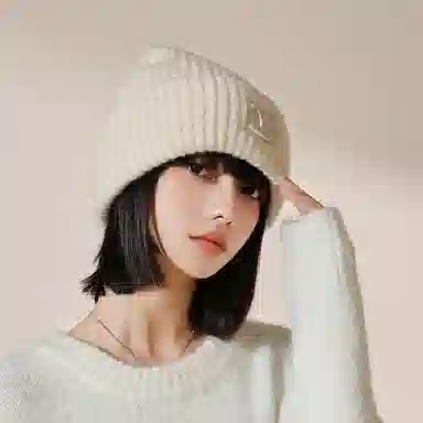 北极绒 刺绣大头围针织冬季 保暖超大版型显脸小 羊毛混纺 绒线帽 男女同款情侣款