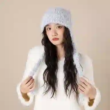 北极绒 潮流韩版小众设计感保暖百搭时尚大头围显脸小帽 聚酯纤维 绒线帽 男女同款情侣款