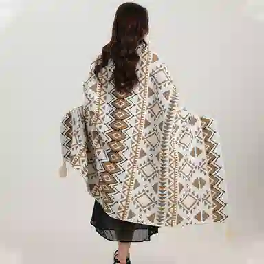 北极绒 民族风斗篷保暖装饰外搭波西米亚风 披肩 男女同款情侣款