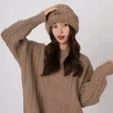 北极绒 秋冬季百搭套头冷帽毛茸茸保暖护耳显脸小 聚酯纤维 绒线帽 男女同款情侣款