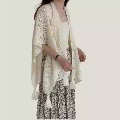 北极绒 纯色波西米亚风披风拍照外搭斗篷 披肩 女款