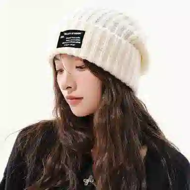 北极绒 秋冬毛线保暖百搭冷帽宽松大头围显脸小针织潮 聚酯纤维 绒线帽 男女同款情侣款