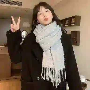 北极绒 秋冬新款网红韩版潮流简约高级感加厚保暖高级感 绒线围巾 男女同款情侣款