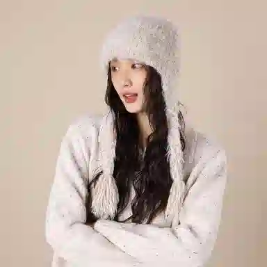 北极绒 潮流韩版小众设计感保暖百搭时尚大头围显脸小帽 聚酯纤维 绒线帽 男女同款情侣款