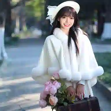 北极绒 ｜初雪｜冬季斗篷少女百搭保暖旗袍外搭古装民国小洋装新娘外穿 披肩 女款