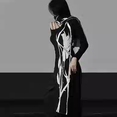 北极绒 原创黑白荆棘玫瑰暗黑系列 绒线围巾 男女同款情侣款