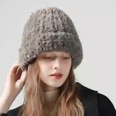 北极绒 秋冬毛线保暖针织宽松大头围护耳显脸小 聚酯纤维 绒线帽 男女同款情侣款