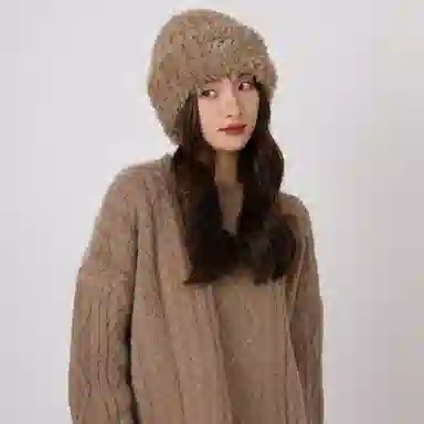 北极绒 秋冬季百搭套头冷帽毛茸茸保暖护耳显脸小 聚酯纤维 绒线帽 男女同款情侣款