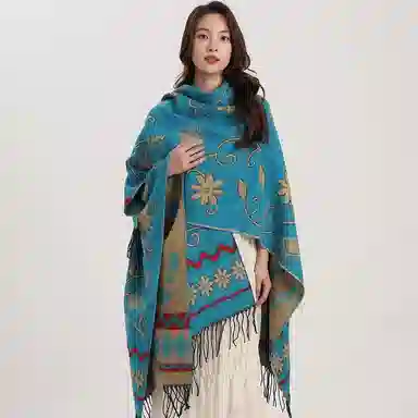 北极绒 民族风外搭斗篷新疆西藏云南旅游拍照披风 披肩 女款