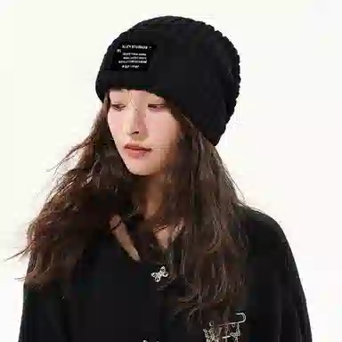 北极绒 秋冬毛线保暖百搭冷帽宽松大头围显脸小针织潮 聚酯纤维 绒线帽 男女同款情侣款