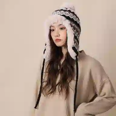 北极绒 秋冬季毛线帽加厚保暖显脸小护耳毛绒骑行挡风防寒套头加绒款 聚酯纤维 雷锋帽 男女同款情侣款